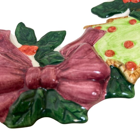 Nantucket Santa & Teddy Bear Christmas Plate Ceramic Holiday Collectible - Picture 4 of 9